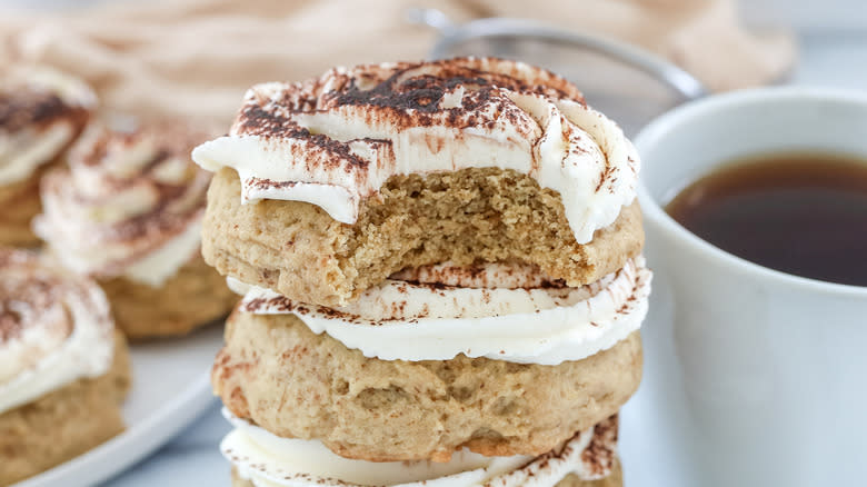 Stack of tiramisu cookies 