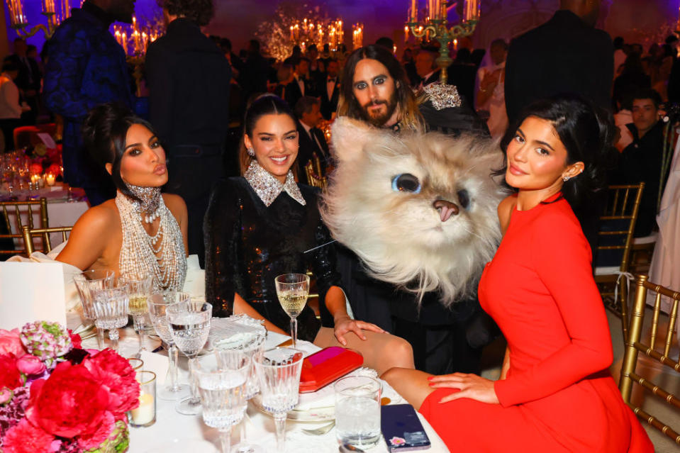 NEW YORK, NEW YORK - MAY 01: (L-R) Kim Kardashian, Kendall Jenner, Jared Leto and Kylie Jenner attend The 2023 Met Gala Celebrating &#39;Karl Lagerfeld: A Line Of Beauty&#39; at The Metropolitan Museum of Art on May 01, 2023 in New York City. (Photo by Arturo Holmes/MG23/Getty Images for The Met Museum/Vogue)