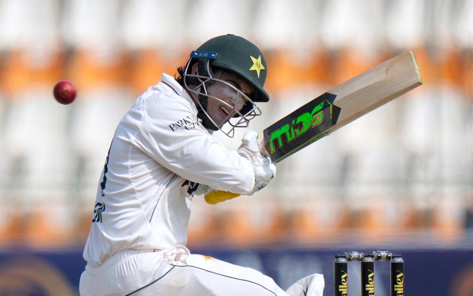 Naseem Shah is struck on the helmet