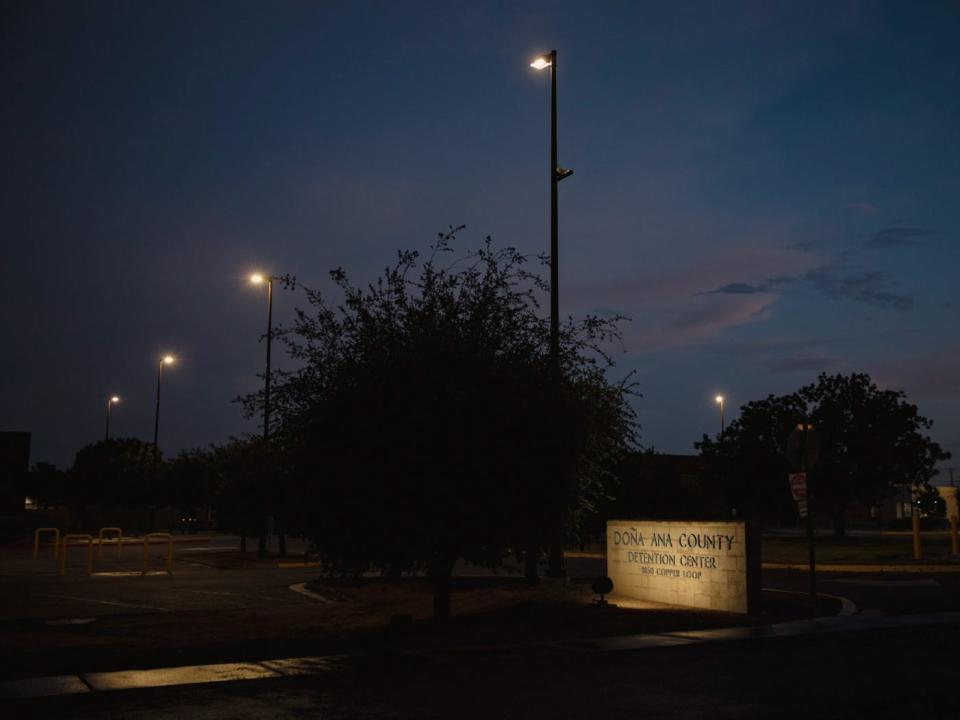 Dona Ana County Correction Facility parking lot at night.