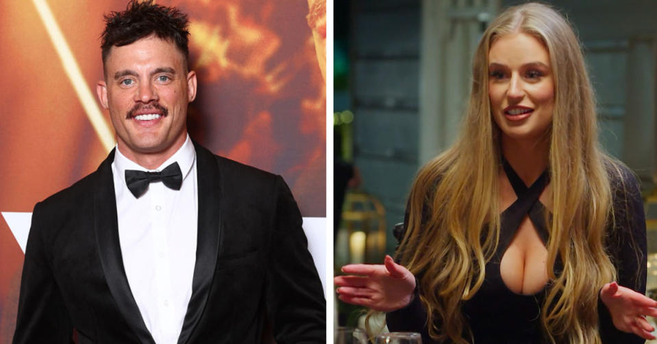 L: Jackson Lonie at the Babylon Premiere. R: Tayla Winter on MAFS