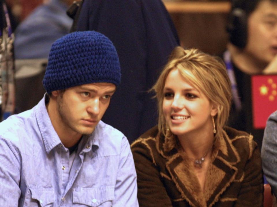 Justin Timberlake with Britney Spears shortly before their split in 2002 (Getty Images)