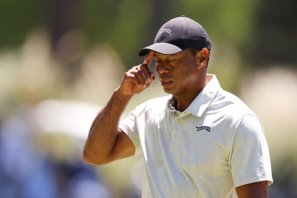 Day to forget: Tiger Woods recorded his worst-ever major round at the Masters (Getty Images)