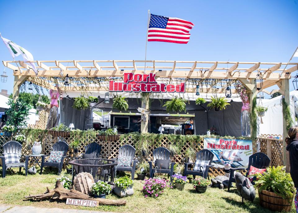 The Pork Illustrated tent at the annual Memphis in May World Championship Barbecue Cooking Contest at Tom Lee Park on Wednesday May 12, 2021.