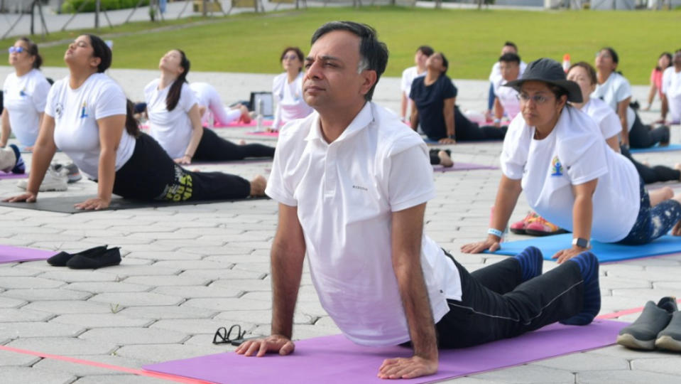 印度駐台代表葉達夫（Manharsinh Laxmanbhai Yadav）出席「國際瑜伽日」活動。印度台北協會提供