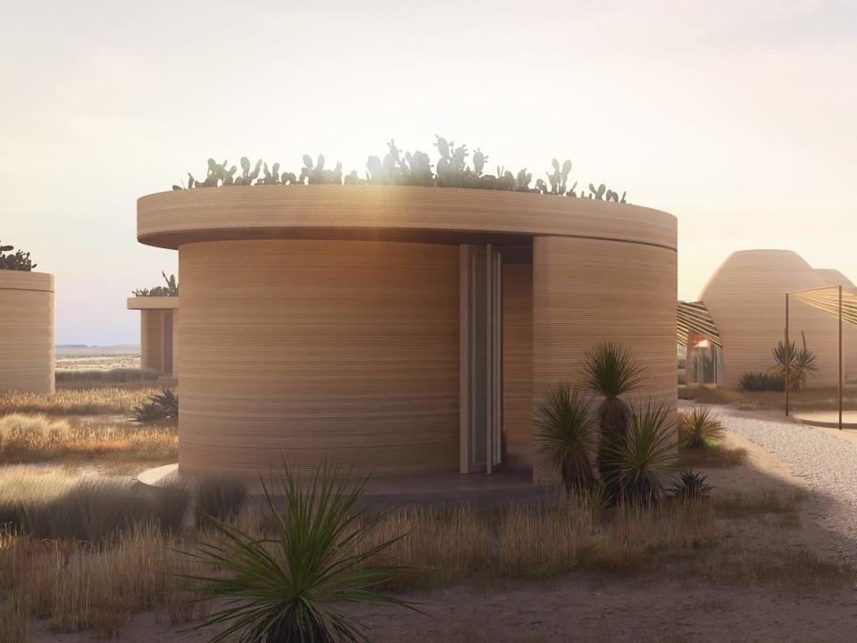 Renderings of the El Cosmico property show printed domes.