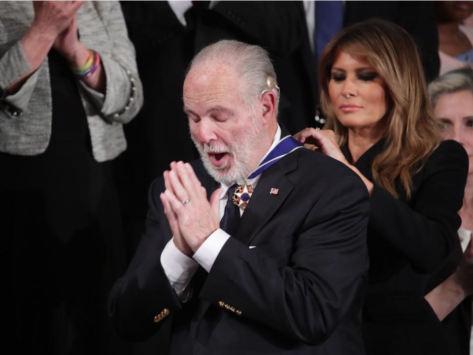 Rush Limbaugh awarded the Presidential Medal of Honor by First Lady Melania Trump