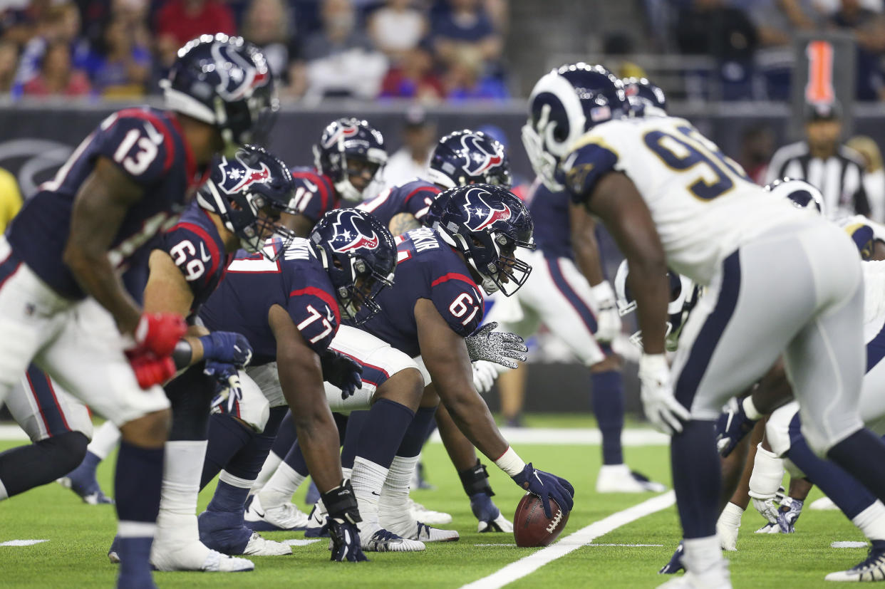 General action between the Houston Texans and Los Angeles Rams in the second half at NRG Stadium in 2019. (Thomas B. Shea-USA TODAY Sports)