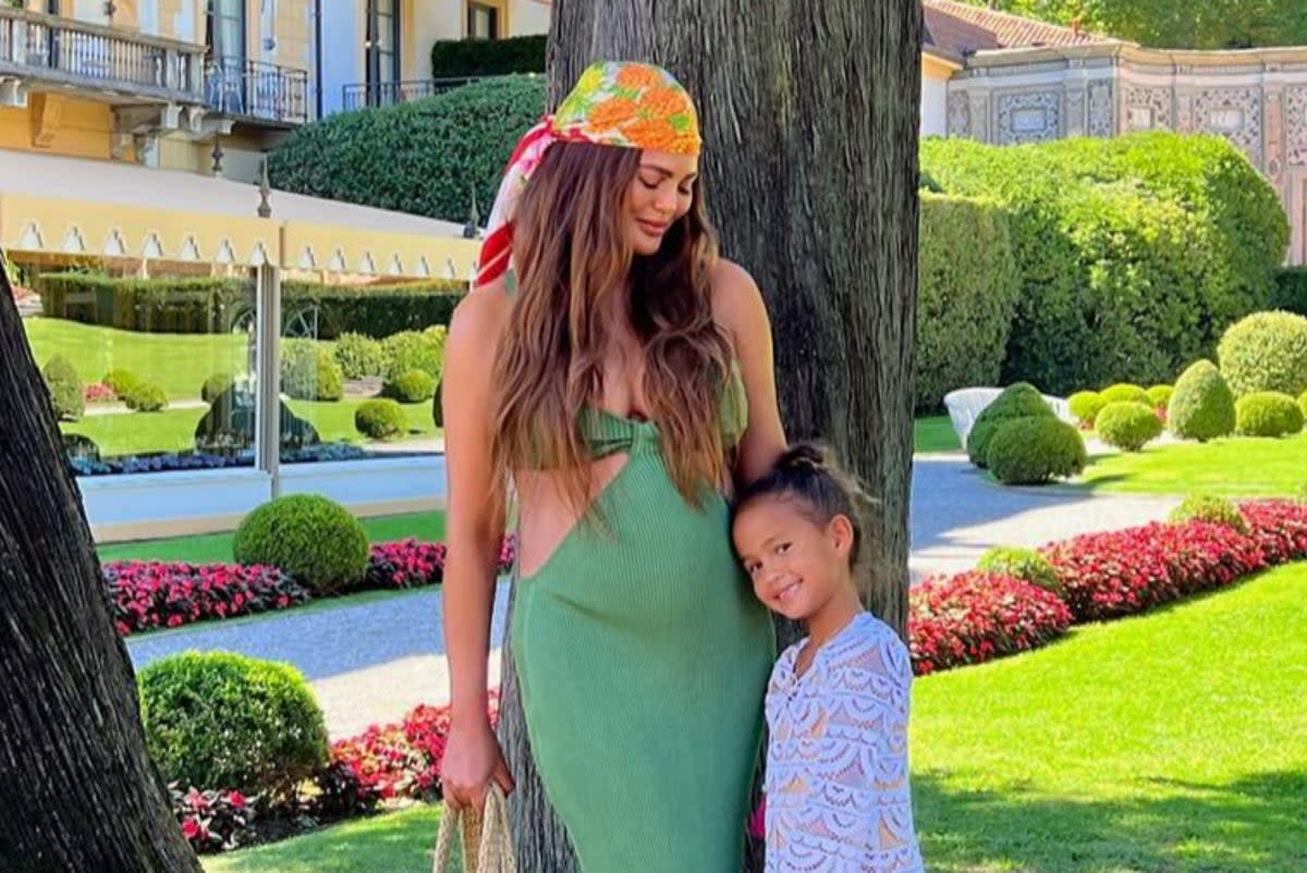 Chrissy is pregnant with a sibling for Luna (pictured) and Miles  (Chrissy Teigen/Instagram)