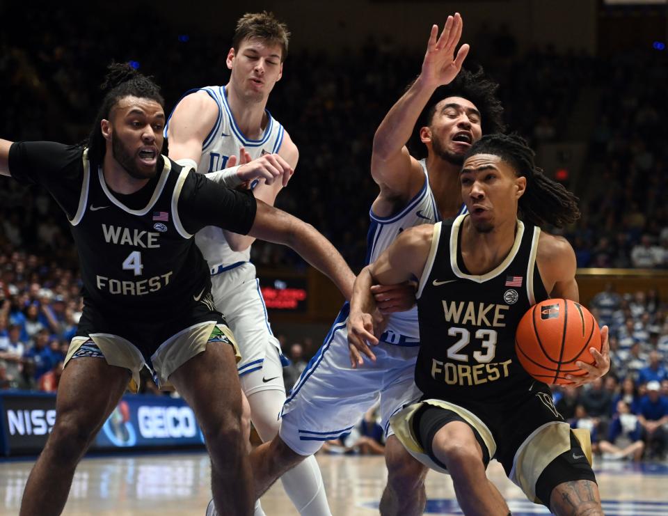 Wake Forest guard Hunter Sallis (23) was a first-team All-ACC selection last season after averaging 18 points per game.