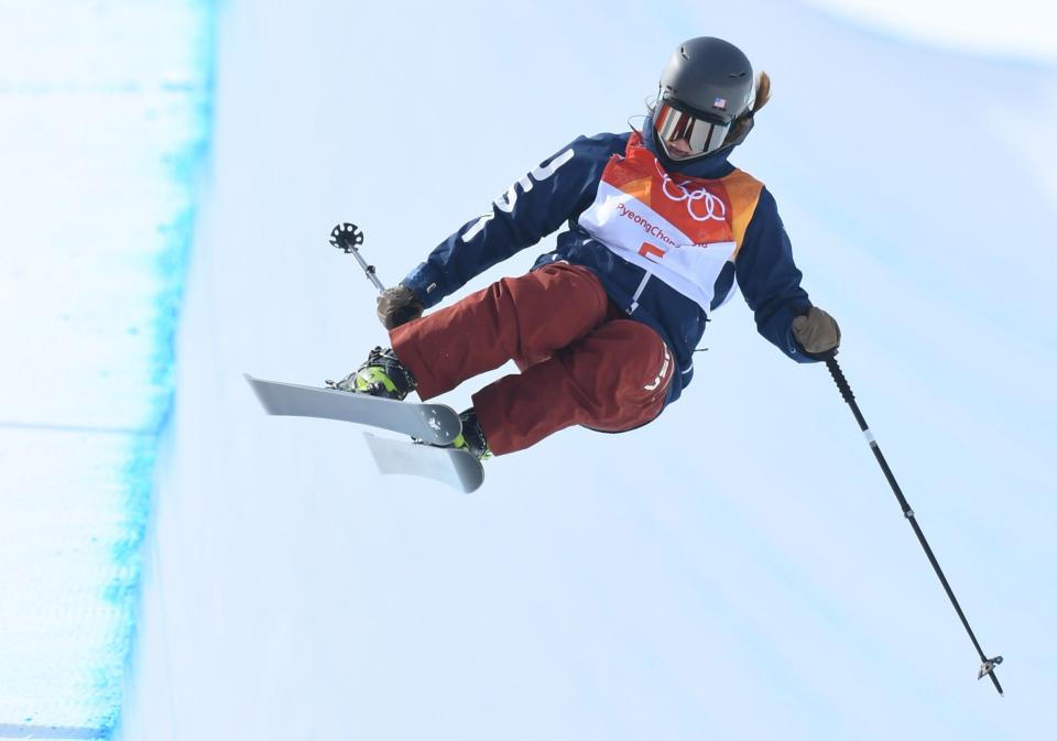 Vermont's Devin Logan competes in the ladies' ski halfpipe qualifications during the Pyeongchang 2018 Olympic Winter Games at Phoenix Snow Park.