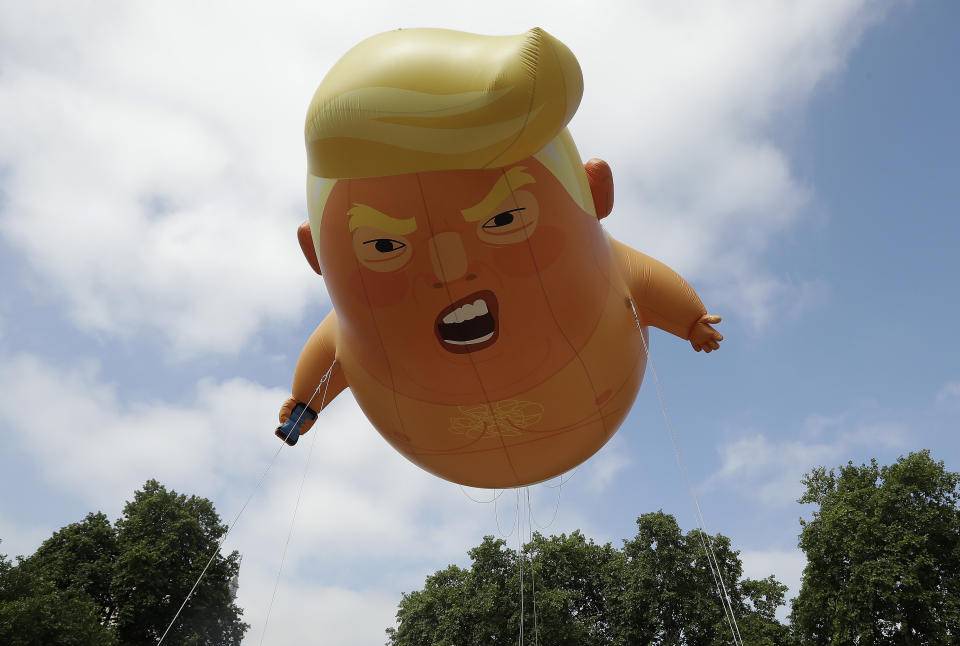 <p>Este viernes se realizan varias manifestaciones en diferentes partes del Reino Unido para protestar contra la visita de Donald Trump (AP Photo/Matt Dunham) </p>