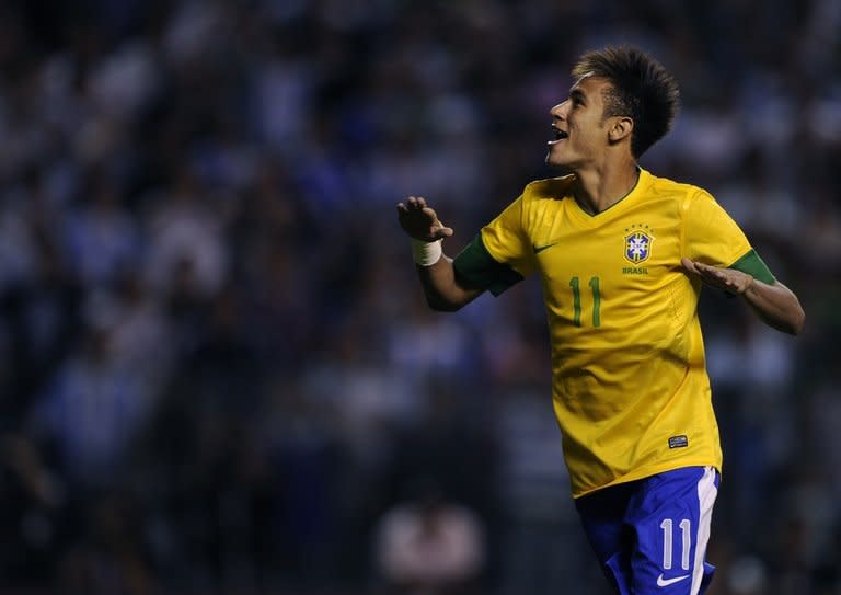 Brazil forward Neymar scores the winning penalty against Argentina in Buenos Aires on November 21, 2012. Brazil endured a trying year, notably failing to add a long sought-after Olympic gold medal to their trophy collection after being upset by Mexico in the competition final in London in August