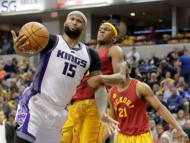 DeMarcus Cousins looks for the foul, and for good reason. (Getty Images)