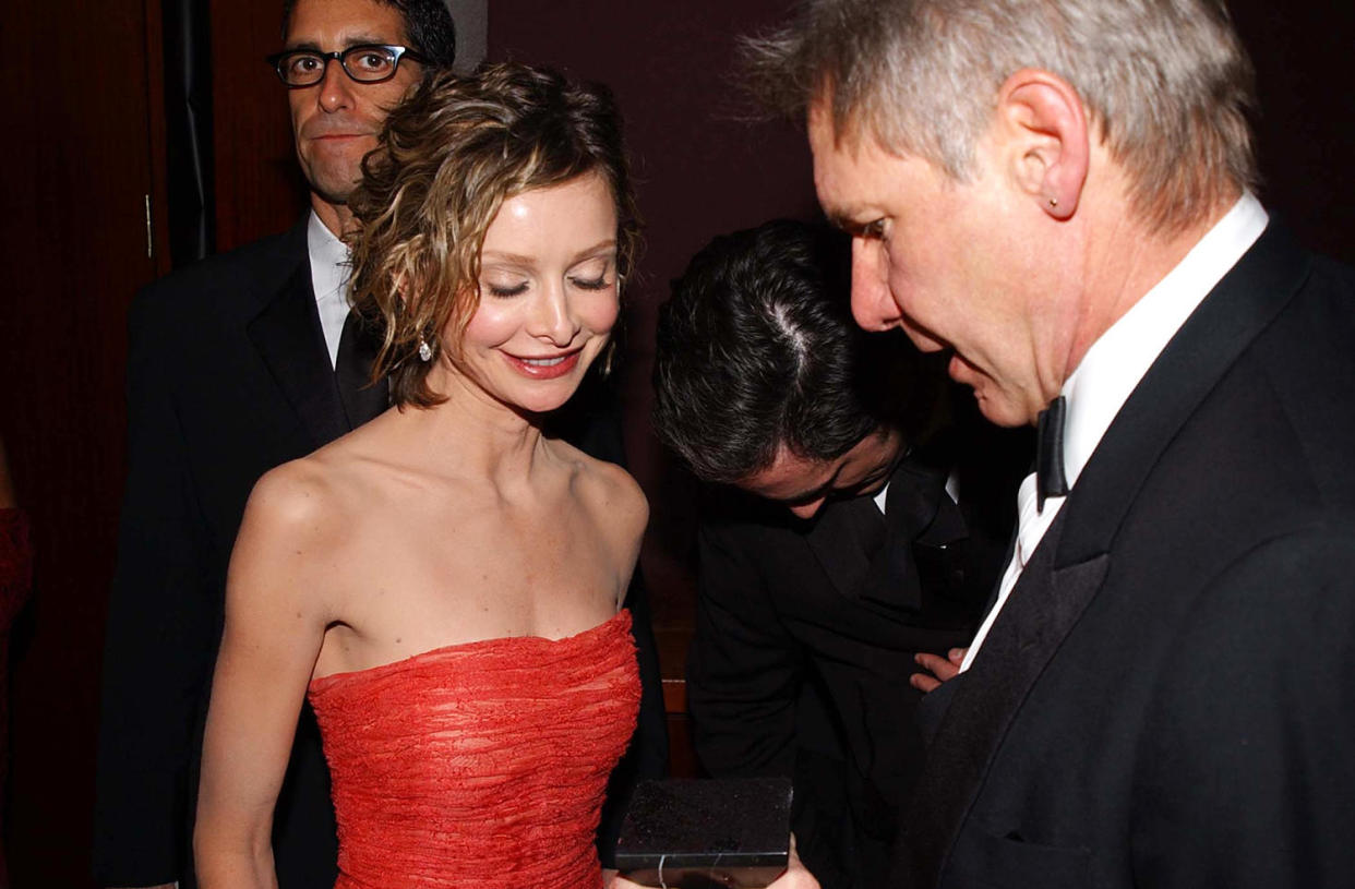 Calista Flockhart and Harrison Ford in 2002 (Jeff Kravitz / FilmMagic, Inc)