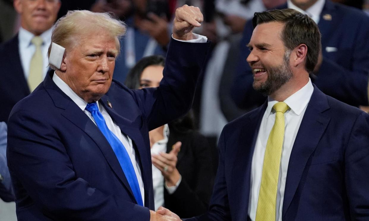 <span>Donald Trump and JD Vance at the Republican national convention on Tuesday, 16 July 2024, in Milwaukee.</span><span>Photograph: Paul Sancya/AP</span>