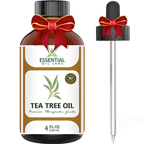 Tea Tree Oil - 100% Pure and Natural Therapeutic Grade Australian Melaleuca Backed by Medical Research - Large 4 fl oz - with Premium Glass Dropper by Essential Oil Labs