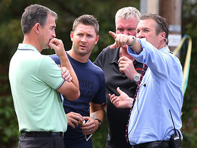 Australian captain Michael Clark arrives in Macksville.