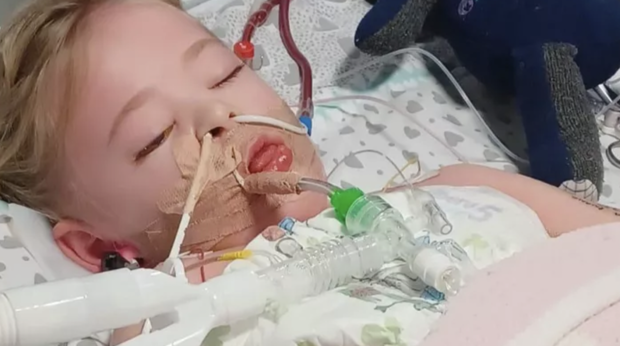 Camila Rose Burns is fighting for her life on a ventilator in hospital after contracting Strep A. (GoFundMe)