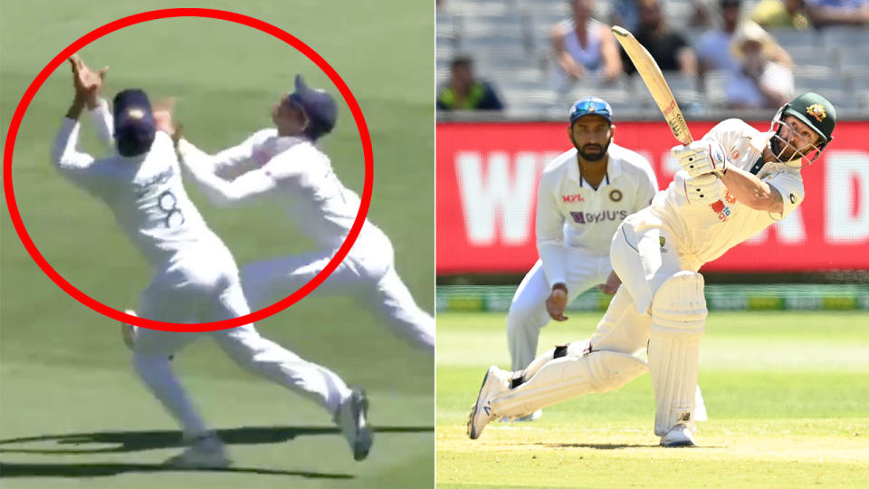 Seen here, Matthew Wade is caught out after a chaotic moment in the Boxing Day Test.