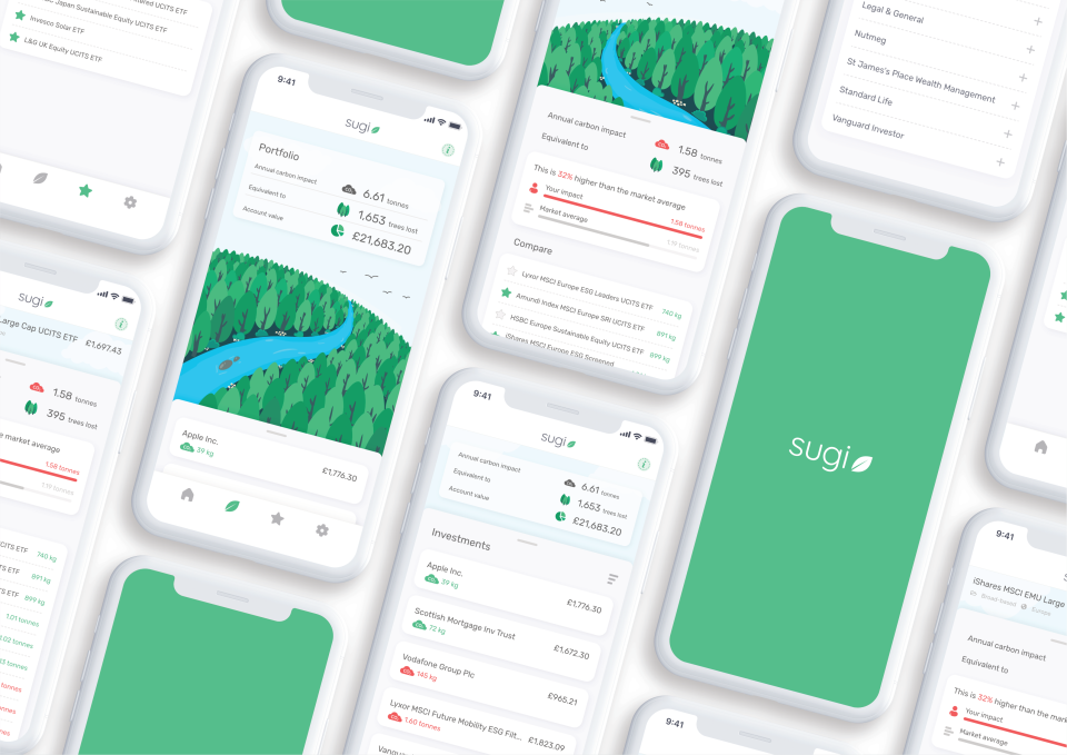 The Sugi app will show people the climate impact of their investment portfolios. Photo: Yahoo Finance UK