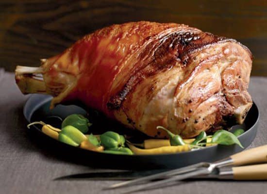 This fresh ham gets bathed in a flavorful brine of chile peppers, peppercorns and cloves. Use hot Thai chiles or milder serranos. The brine helps create an exceptionally crackling skin during roasting.    <strong>Get the Recipe for <a href="http://www.huffingtonpost.com/2011/10/27/chile-brined-fresh-ham_n_1058304.html" target="_hplink">Chile-Brined Fresh Ham</a></strong>        