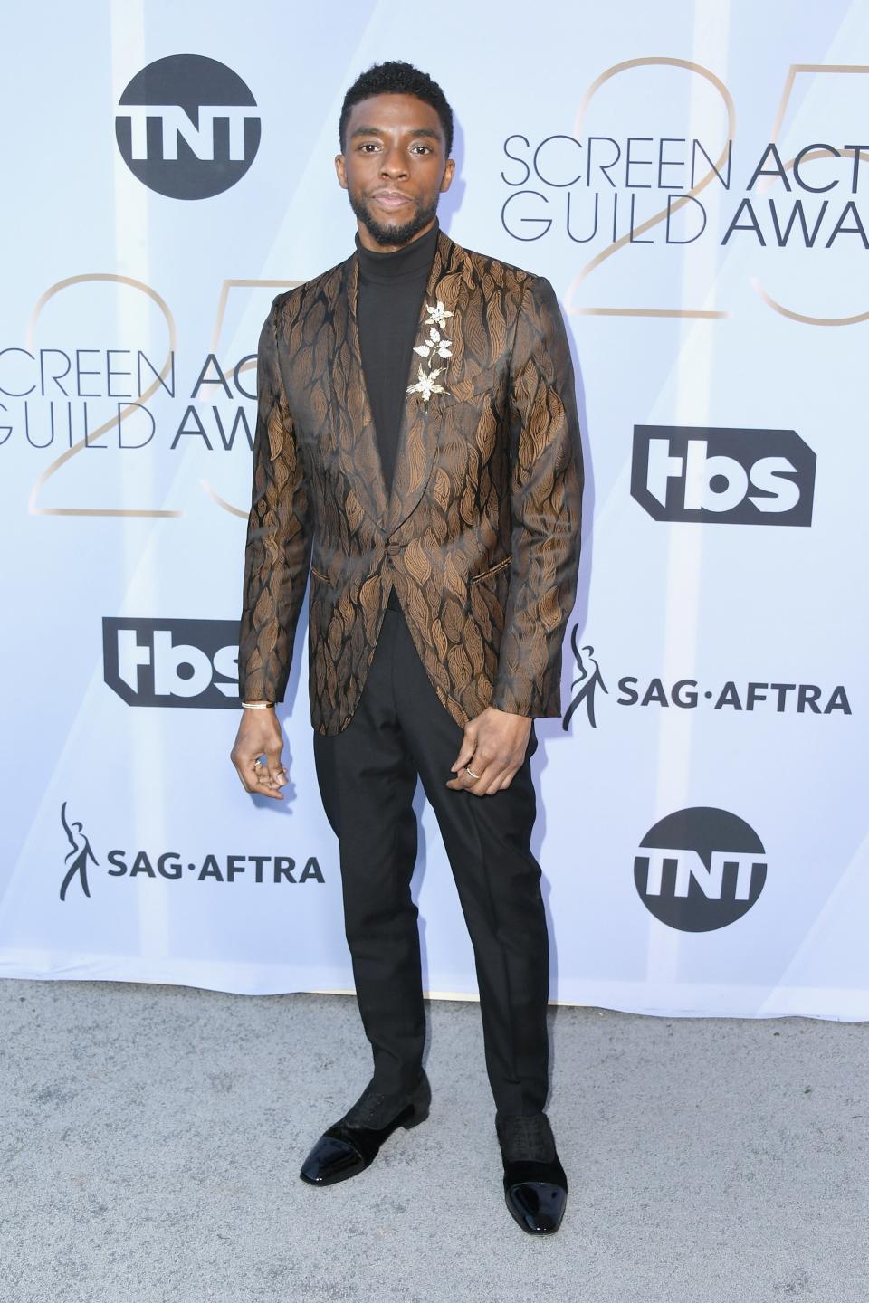 <h1 class="title">Chadwick Boseman in Ermenegildo Zegna XXX, Christian Louboutin shoes, and Tiffany & Co. jewelry</h1><cite class="credit">Photo: Getty Images</cite>