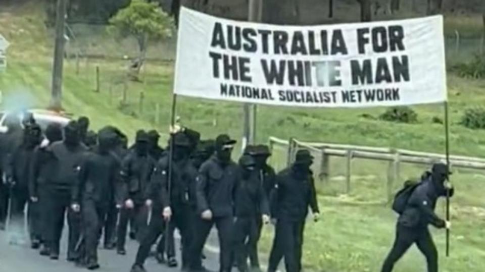 Neo-Nazis protest in Adelaide. Picture: NewsWire