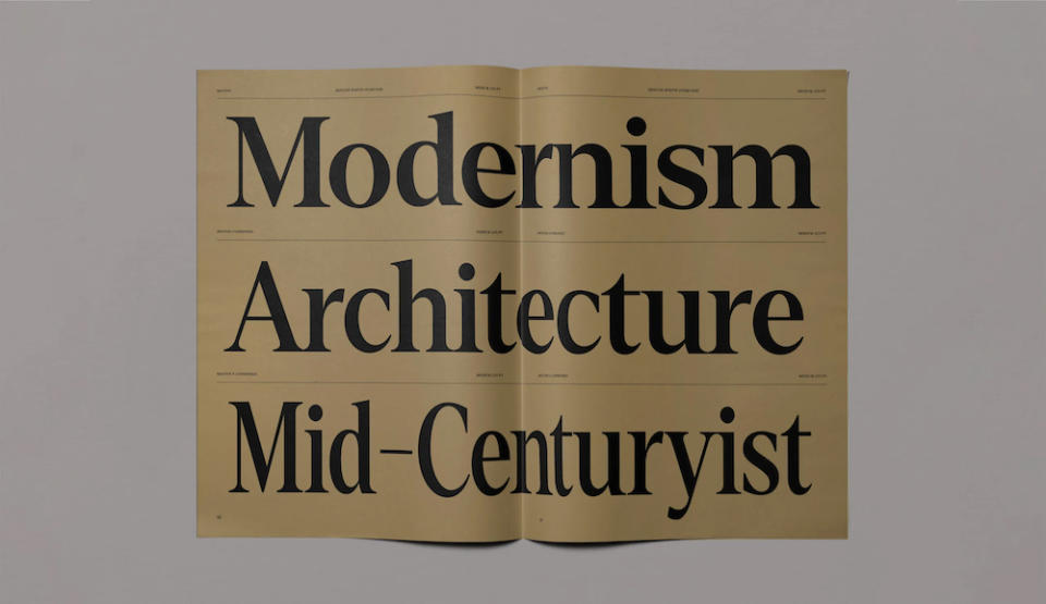 Magazine spread demonstrating Denton font