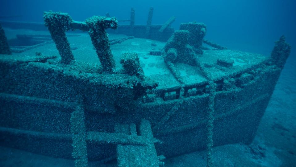 The filmmakers’ robotic camera system spotted the ship by the masses of mussels attached to the wreck (Photos Courtesy of Inspired Planet Productions)