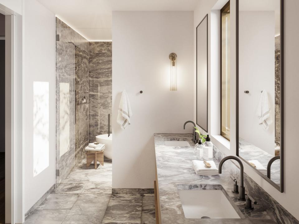 Yerba Buena Island Townhome Bathroom_Interiors by Meyer Davis