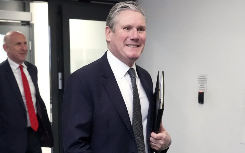 Sir Keir Starmer, the Labour leader, is pictured today as he arrived at BAE Systems in Barrow-in-Furness