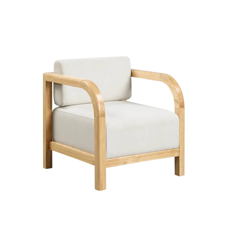 Boucle & Hardwood Scandinavian Accent Chair