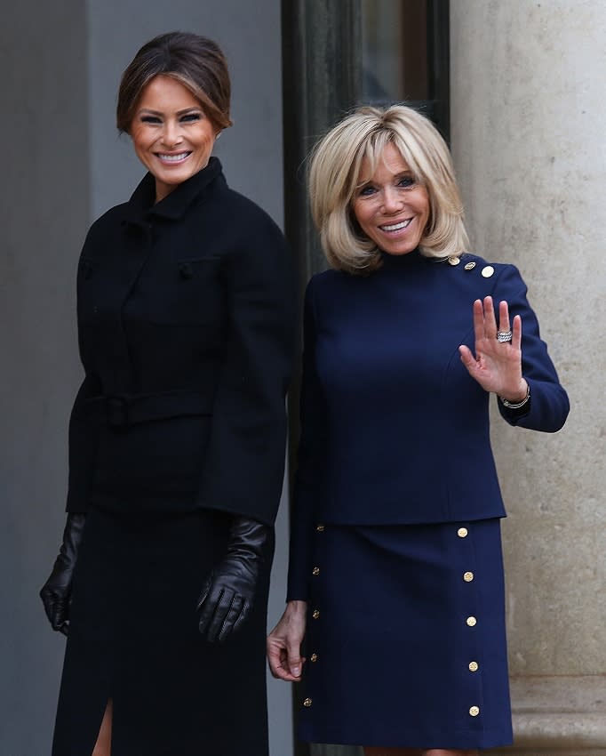 Brigitte Macron and Melania Trump met at Elysee Palace in Paris on november 10th 2018. 10 Nov 2018 