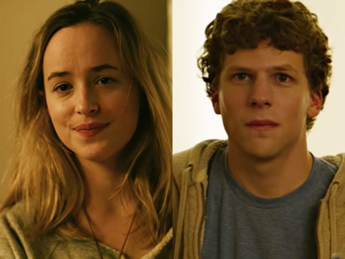 Dakota Johnson and Jesse Eisenberg in "The Social Network."