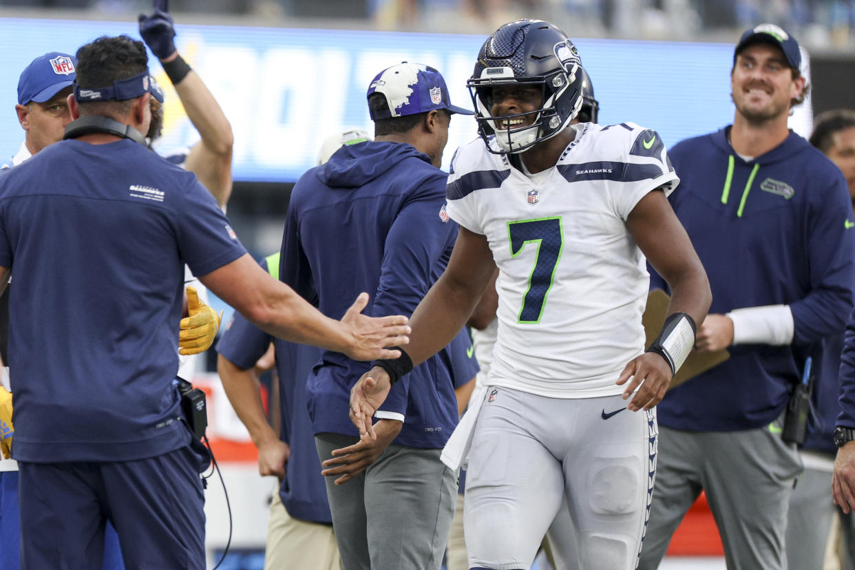 Geno Smith and the Seahawks are 6-3 and one of the biggest surprises in the NFL this season. (Photo by Harry How/Getty Images)