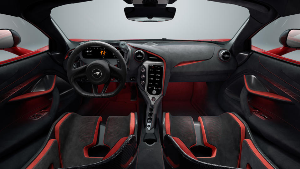 The cockpit of the McLaren 750S.