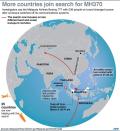 Map updating the search for the missing Malaysia Airlines Boeing