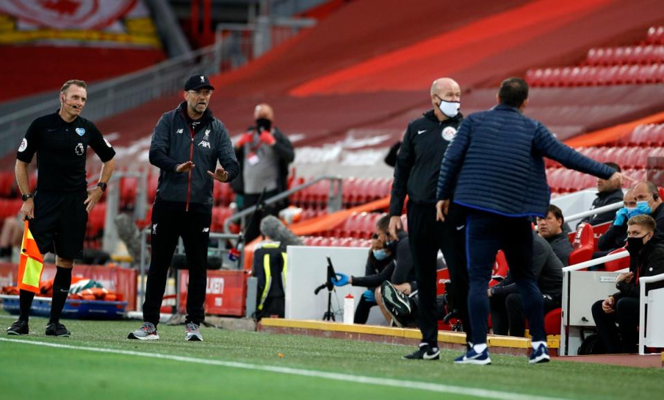 Frank Lampard was annoyed by Liverpool’s staff at Anfield in 2020 (Phil Noble/PA) (PA Archive)