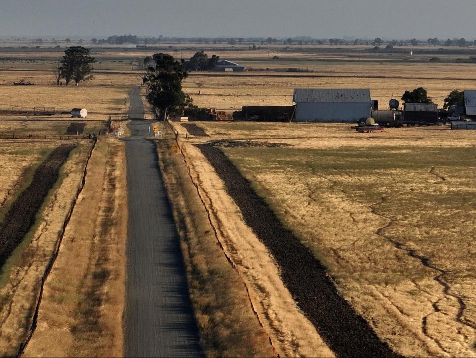 An aerial view of the farmland surrounding Travis Air Force Base near Rio Vista (Justin Sullivan/Getty)