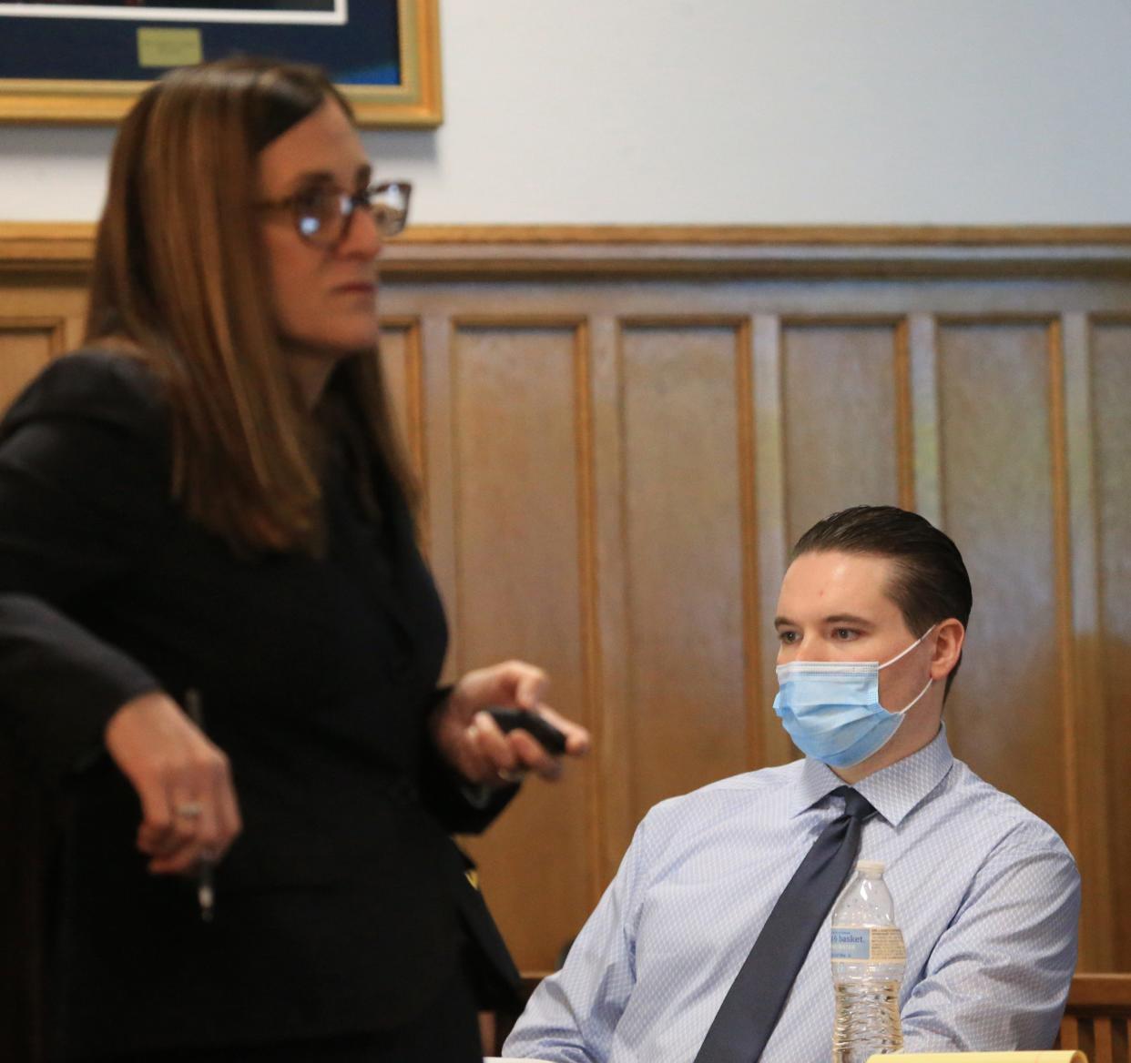 Assistant District Attorney Kristine Whelan makes her closing arguments during a trial at Dutchess County Court in the City of Poughkeepsie on April 28, 2021.