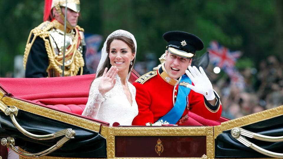 Prince William and Kate Middleton make their way through the crowds