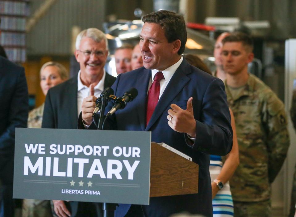 Florida Gov. Ron DeSantis signed six bills during a stop at Props Brewery and Taproom in Fort Walton Beach on Thursday. Most of the bills were to benefit veterans and their families with help for education and jobs.