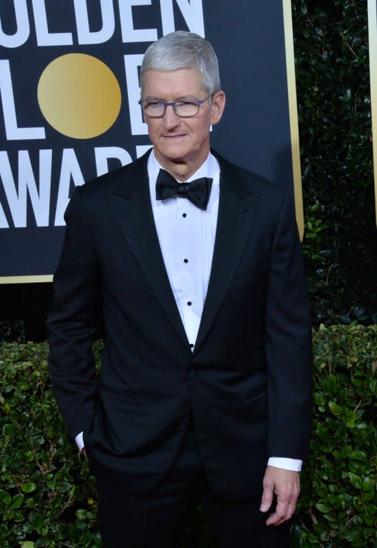 Tim Cook attends the 77th annual Golden Globe Awards at the Beverly Hilton Hotel in California on January 5, 2020. The businessman turns 63 on November 1. File Photo by Jim Ruymen/UPI