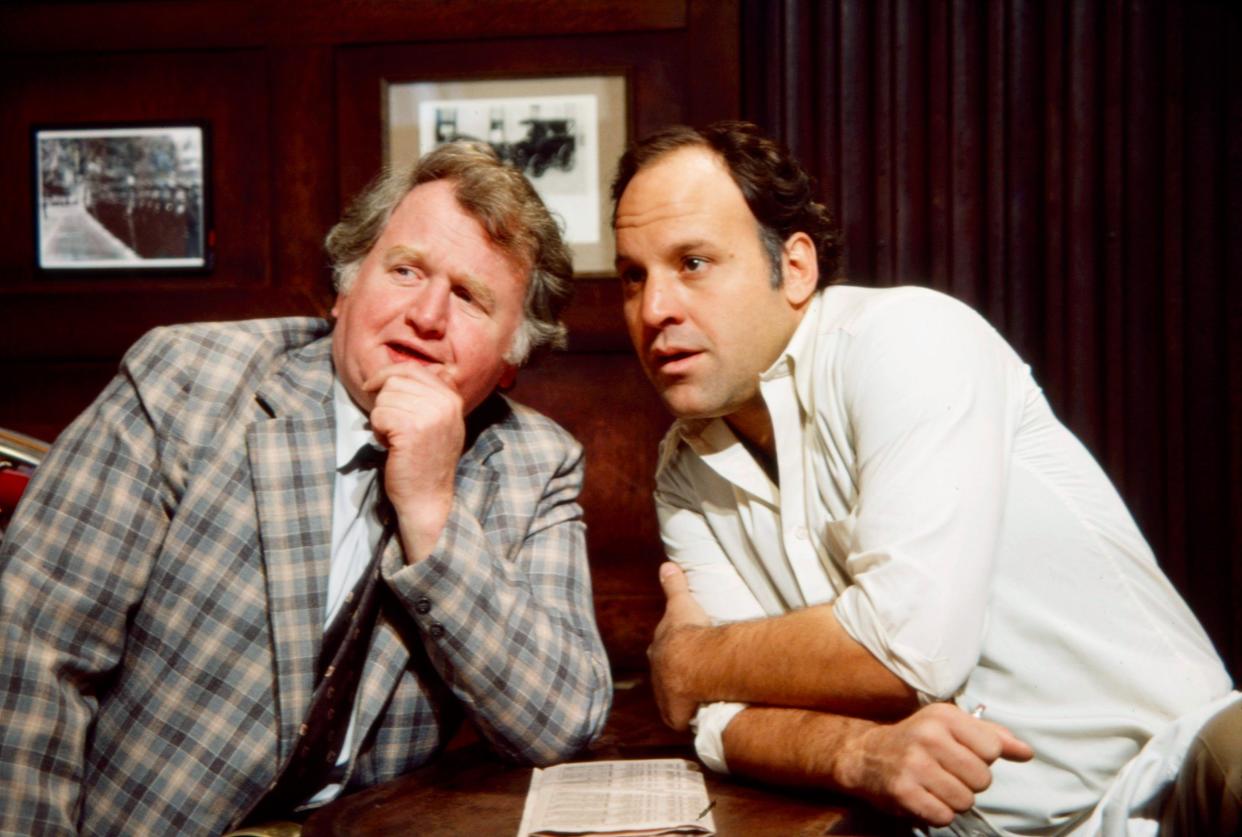 Malachy McCourt with Louis Giambalvo on the ABC TV series Reward in 1980