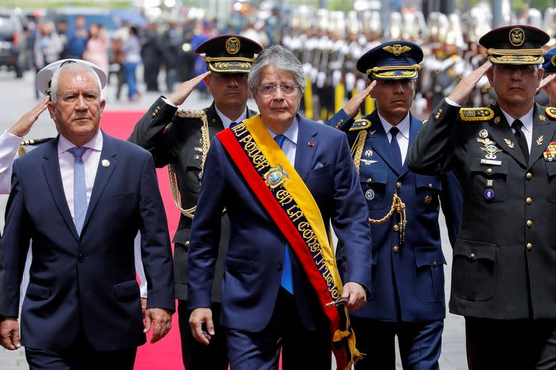 Ecuador's President Guillermo Lasso gives his annual report to the nation, in Quito