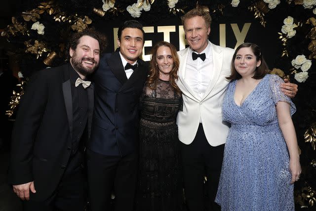 <p>Emma McIntyre/Getty Images</p> Alex Mechanik, Charles Melton, Jessica Elbaum, Will Ferrell and Samy Burch