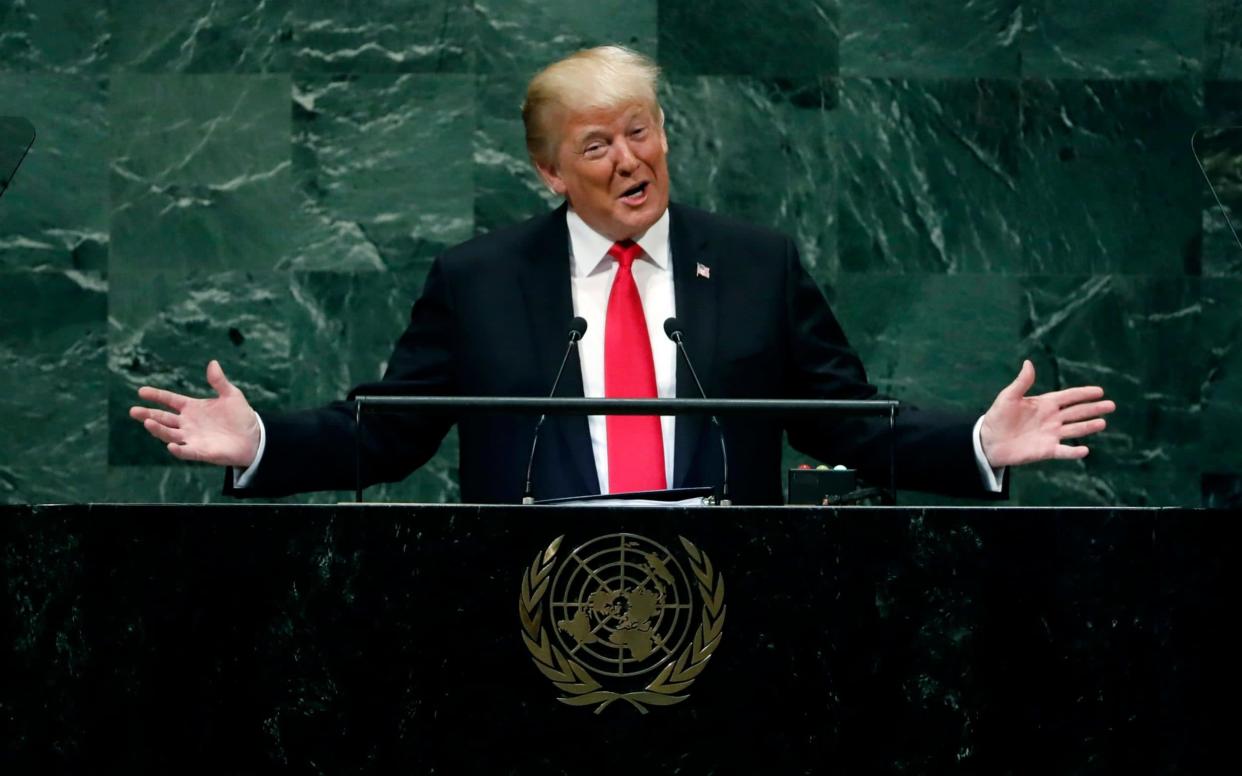 Donald Trump addresses the 73rd session of the United Nations General Assembly, - AP