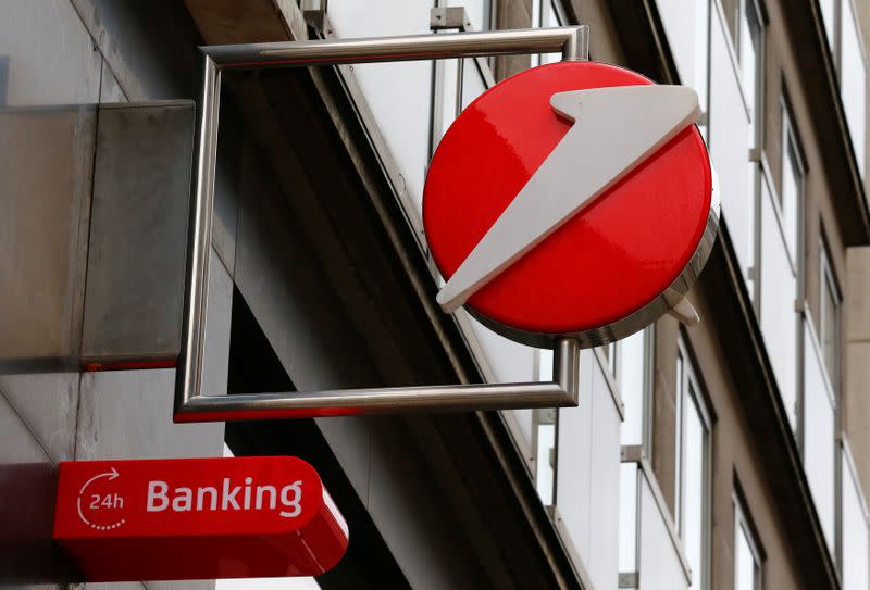 FILE PHOTO: The logo of Italian bank Unicredit bank is seen in Vienna