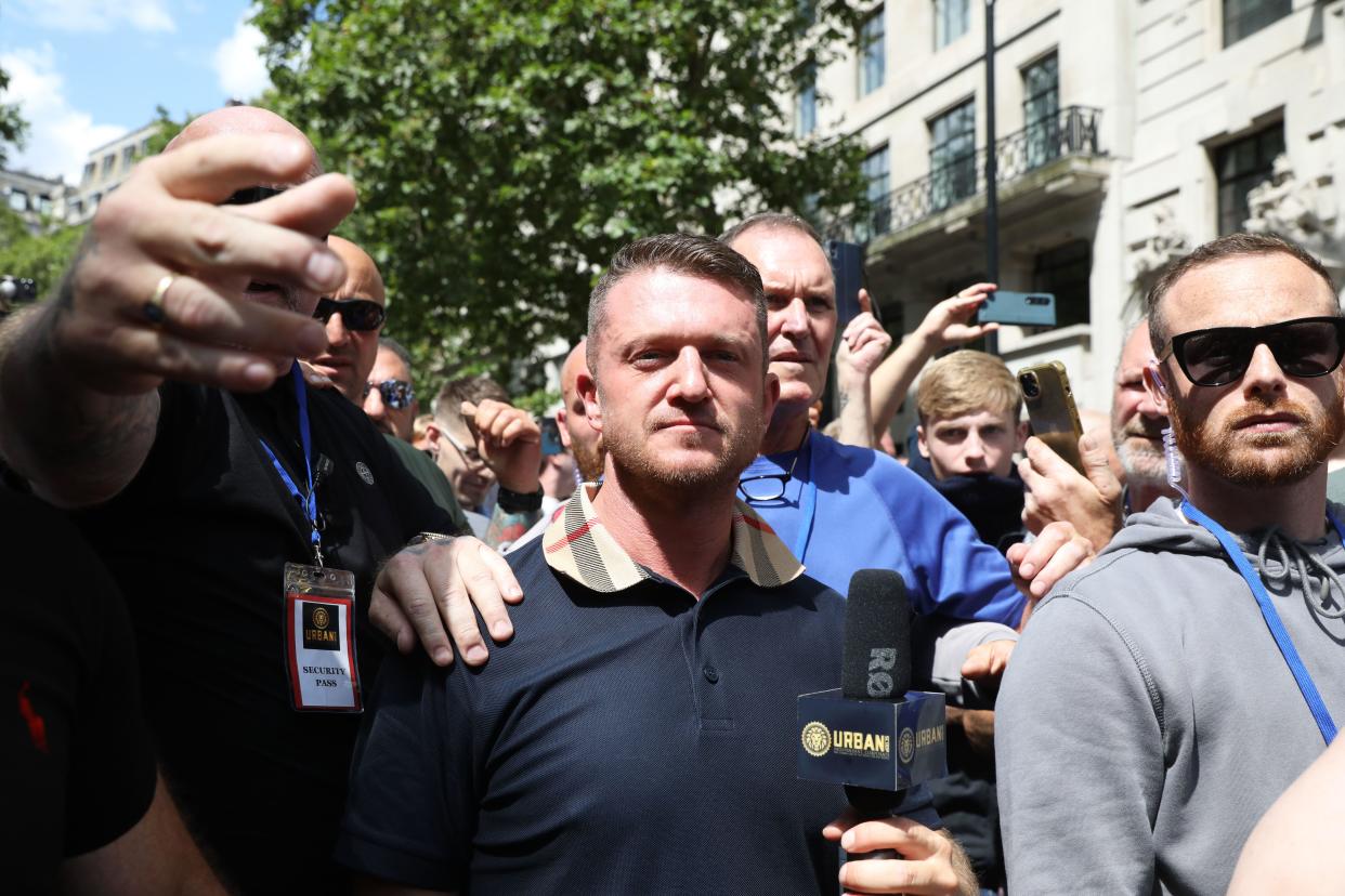 London, UK 27th July 2024. 1000 extra police were drafted in to manage and keep part the opposing demonstrations in central London. Tommy Robinson led his Take Our Country Back march from the Royal Courts of Justice to Trafalgar Square. The Stand Up to Racism march went from Russell Square to Whitehall. Credit : Monica Wells/Alamy Live News